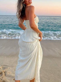 Pleated Strapless Maxi Dress main image 0