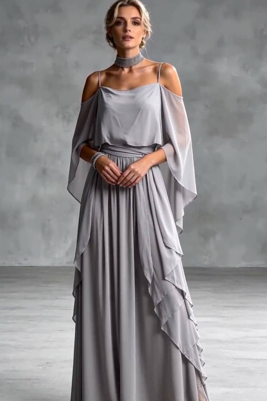 High- waisted Off-Shoulder Slip Dress