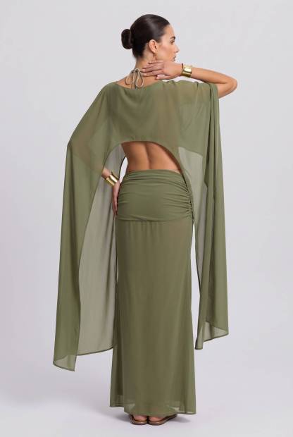 Long Sleeve Top & Pleated Long Skirt Set-Bohemian Beach Vacation Suit