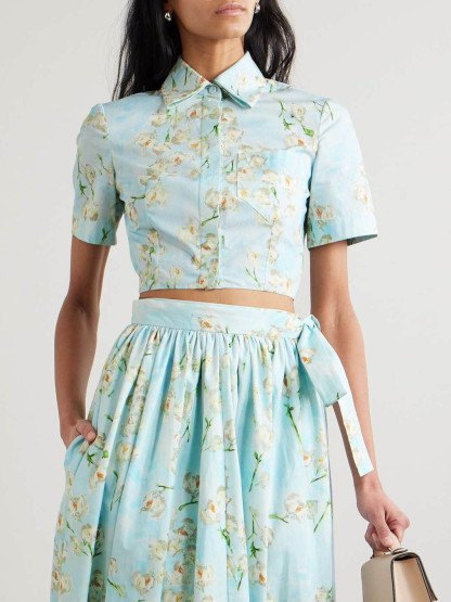 Casual Fresh Floral Print Short Shirt