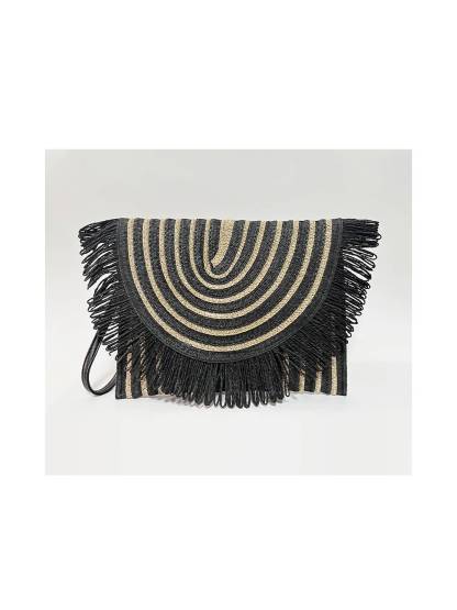 Contrast Color Straw Bag Clutch