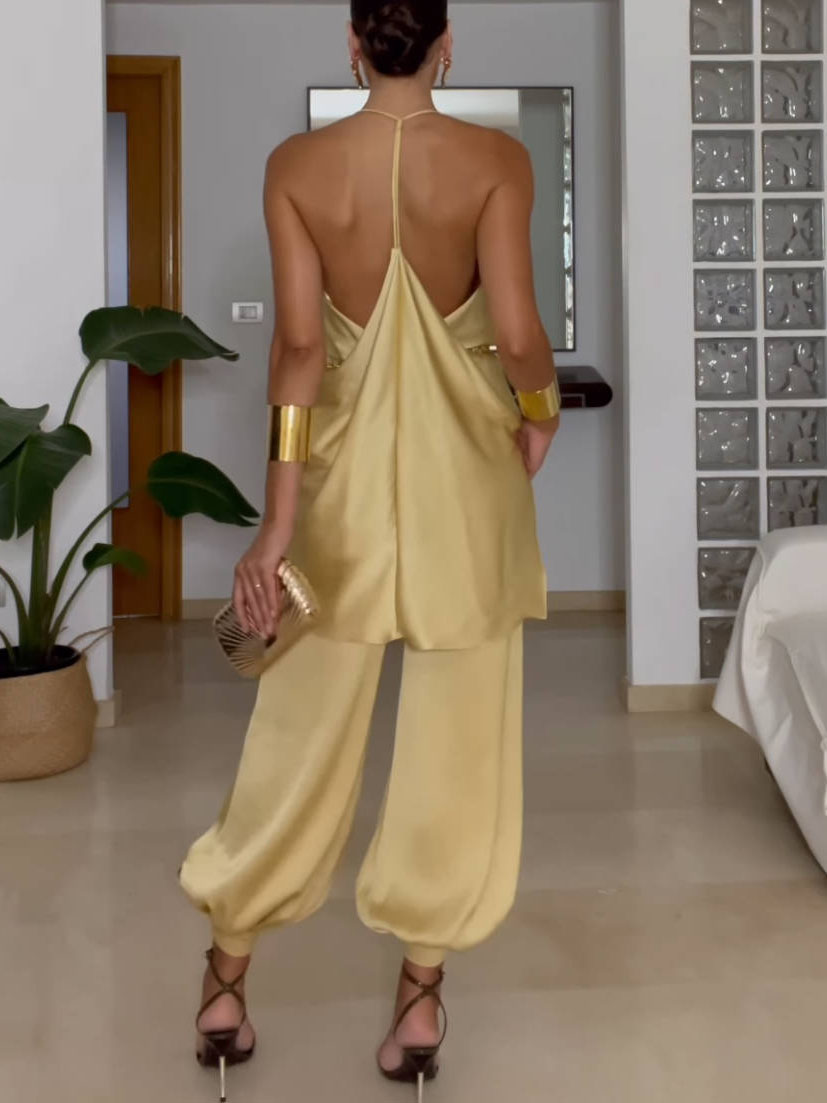 Satin Open-Back Top