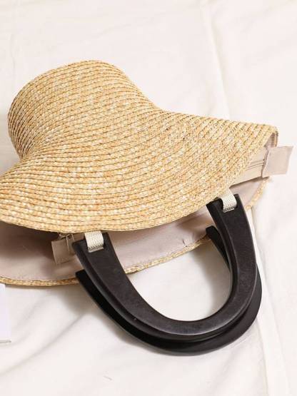 Straw and wooden handbag