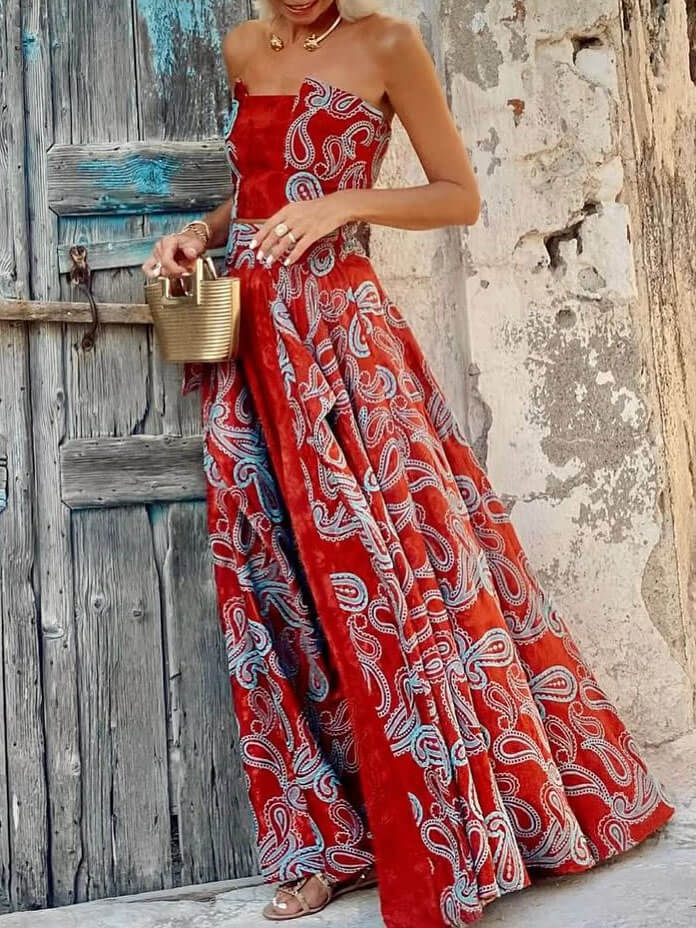 Retro Print Swing Skirt