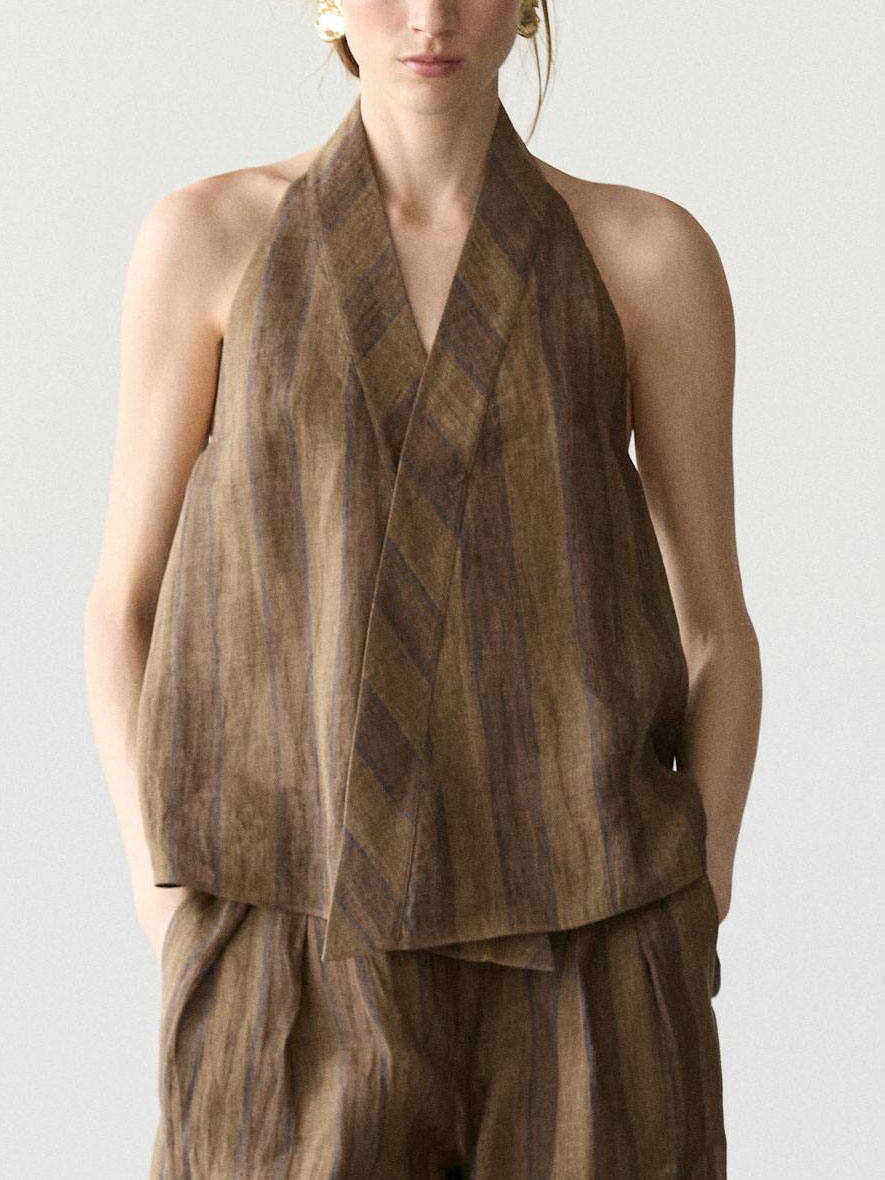 Minimalist Halter Loose Top & Wide-Leg Pants Set