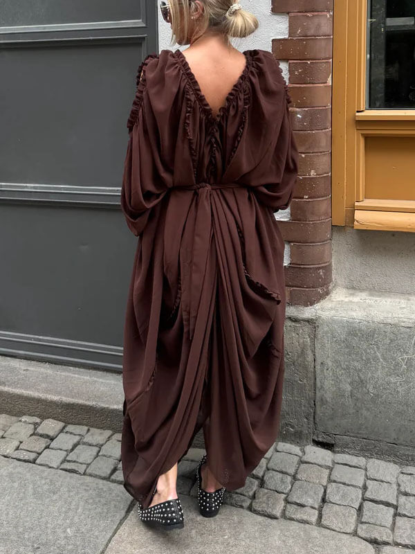 Retro Pleated Side Slit Dress