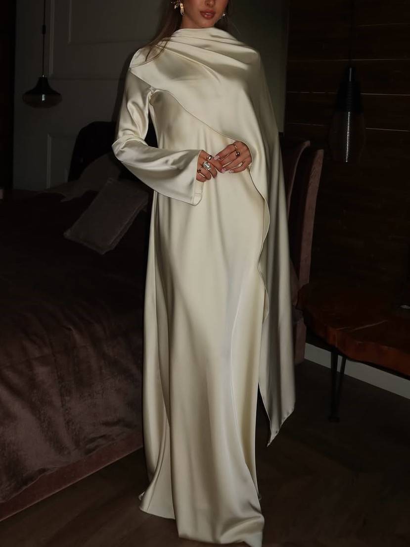 Slanted Hem Scraf Design Maxi Dress