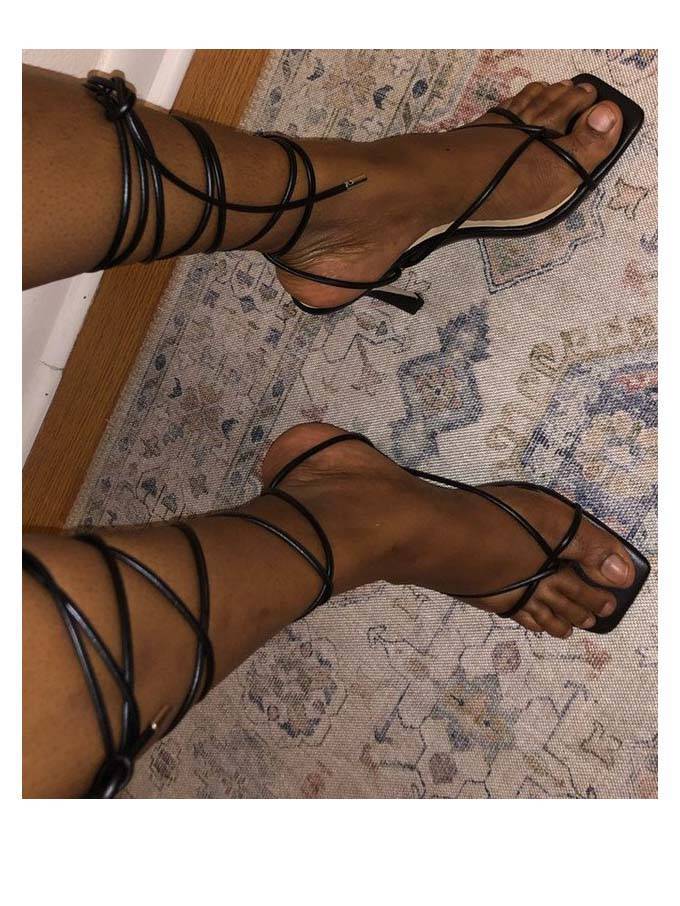 Minimalist strappy high-heeled sandals