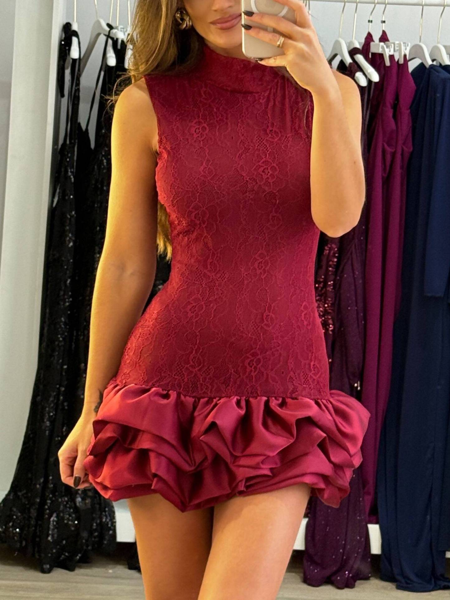 Lace Splicing Mini Dress