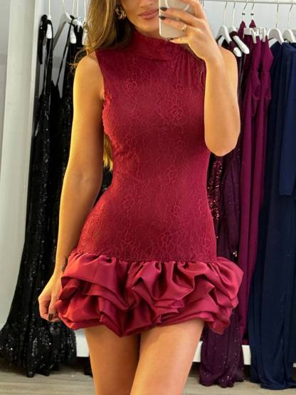 Lace Splicing Mini Dress