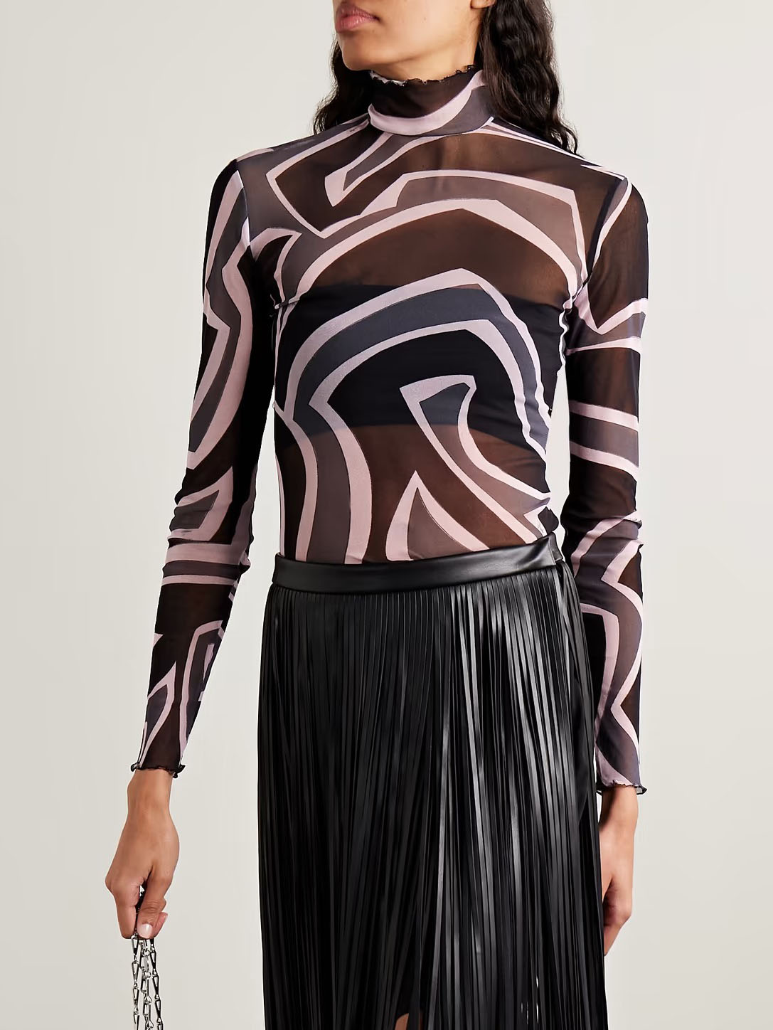 Retro Geometric Abstract Print Mesh T-shirt