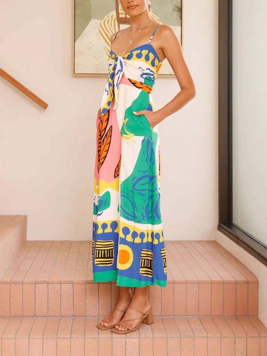 Bow Tie Sleeveless Slit Dress