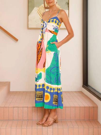 Bow Tie Sleeveless Slit Dress