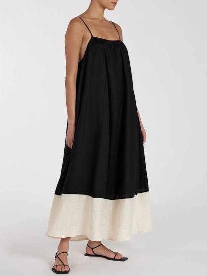 Color Matching Sling Maxi Dress