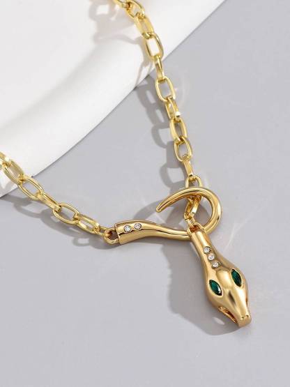 Snakehead Rhinestone Clavicle Necklace