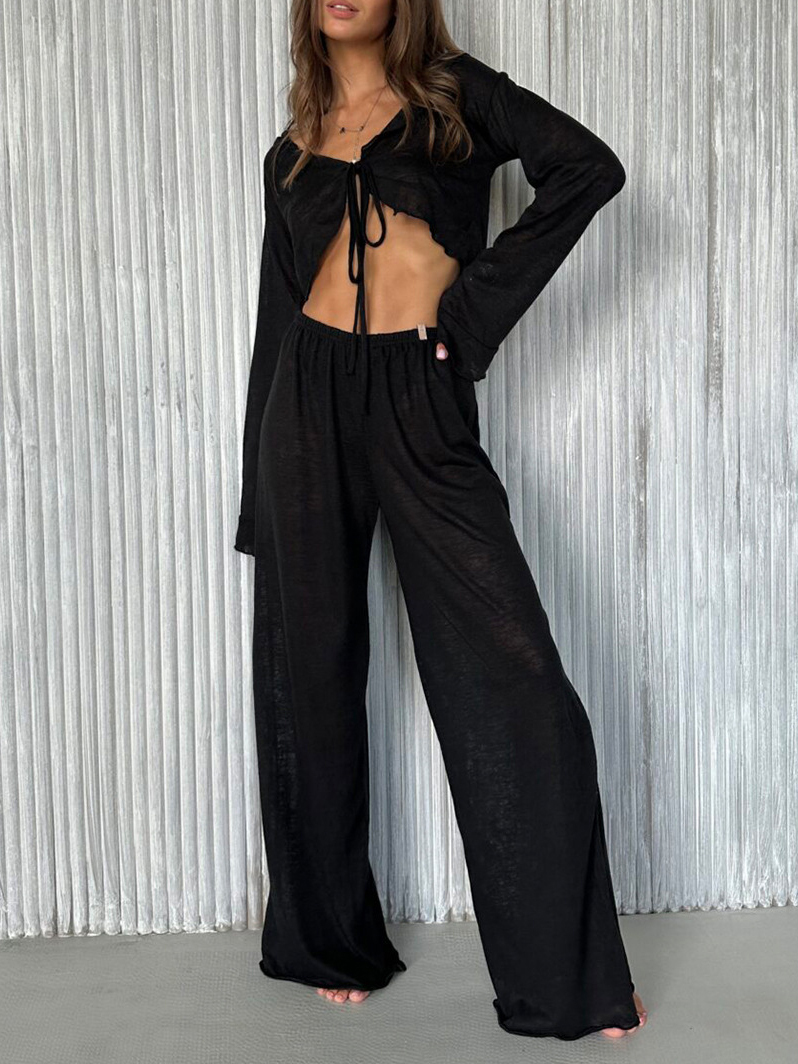 See Through Lazy Style Pajama Suit