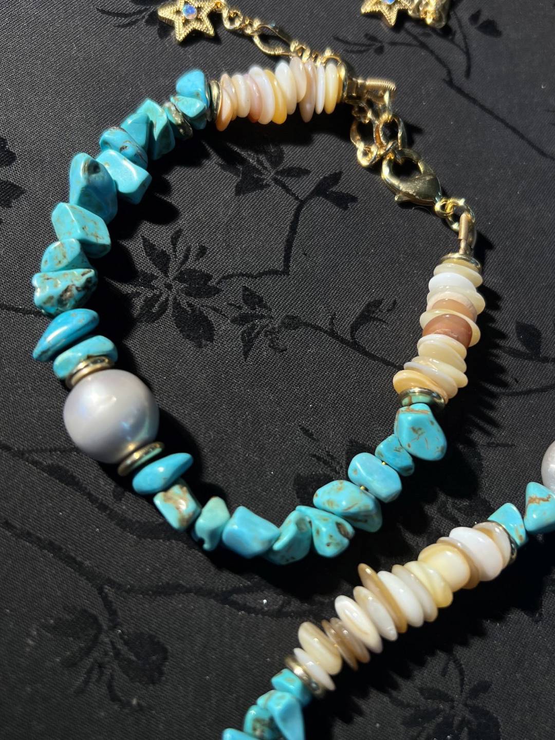 Turquoise Pearl Shell Necklace And Bracelet