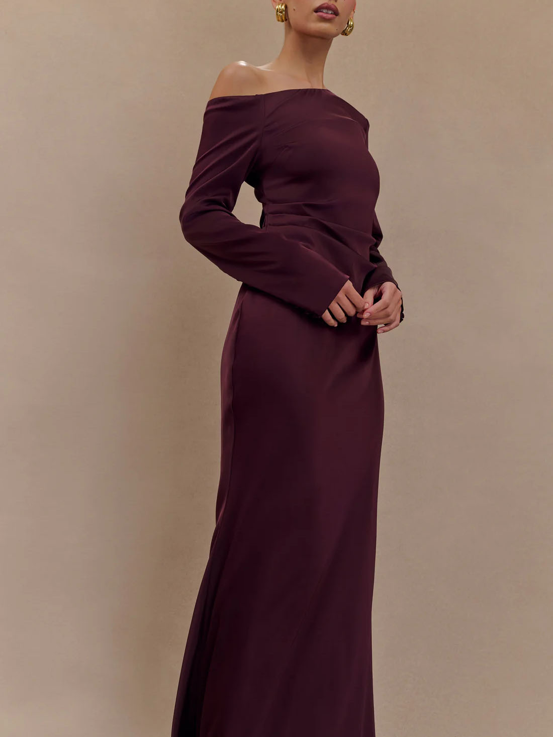 Long-Sleeved Asymmetrical Dropped Shoulder Dress