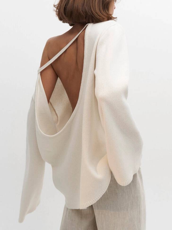 Loose Backless Pullover Sweater