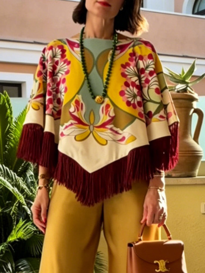 Fine Print Short Top & Skirt Casual Two-Piece Set