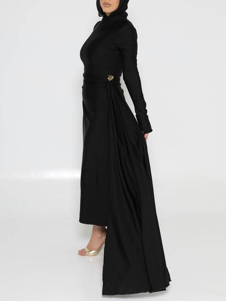 High Waist Ribbon Design Irregular Dress