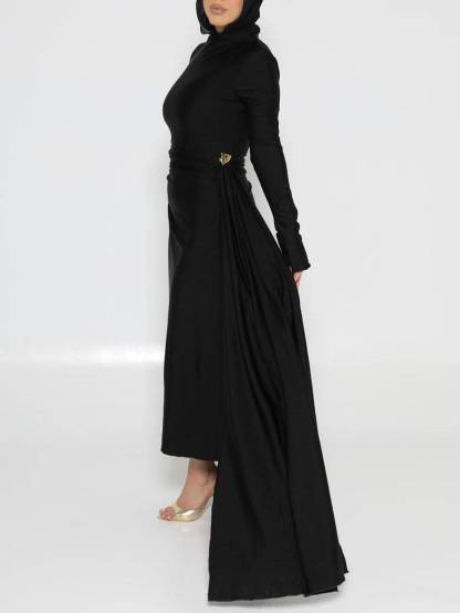 High Waist Ribbon Design Irregular Dress