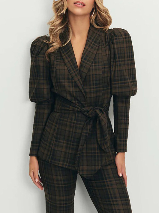 Retro Plaid High Waist Flared Pants