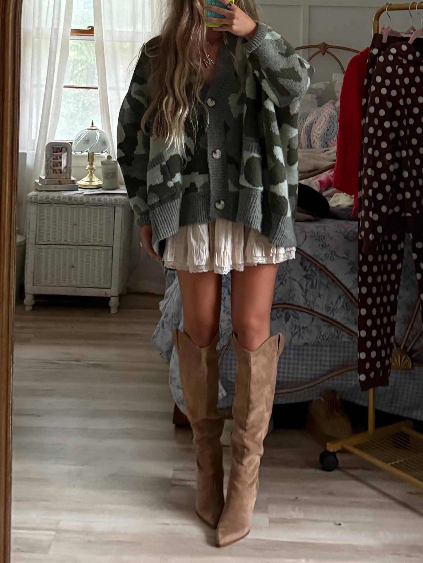 Casual Loose Camouflage Knitted Cardigan