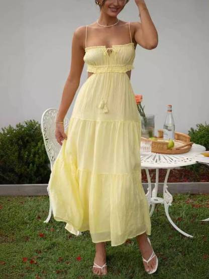 Sling Hollow Backless Large Pendulum Dress