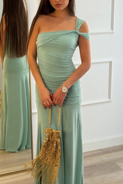 Off-Shoulder Asymmetrical Maxi Dress