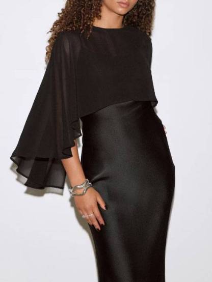 Cape Design Sling Maxi Dress