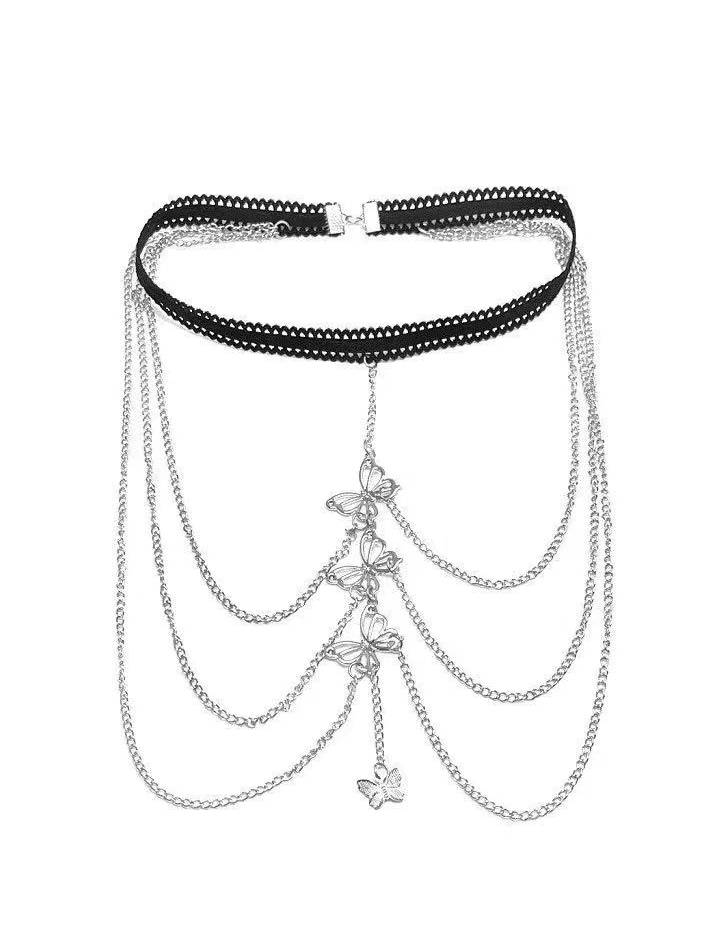 Lace Stretch Rope Butterfly Leg Chain