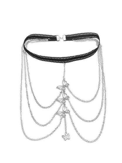 Lace Stretch Rope Butterfly Leg Chain