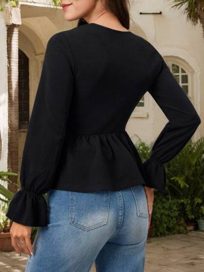 Sexy Hollow  Lace-up T-shirt Cardigan