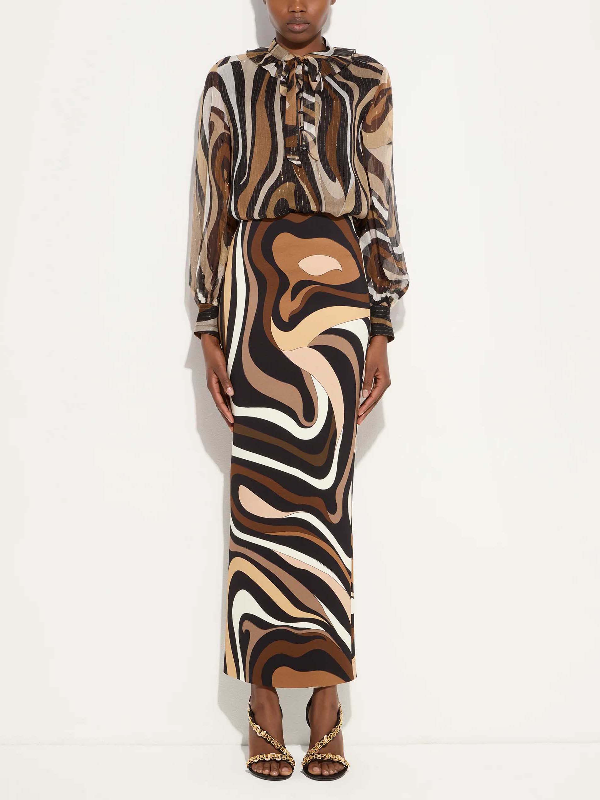 Retro Abstract Print Skirt