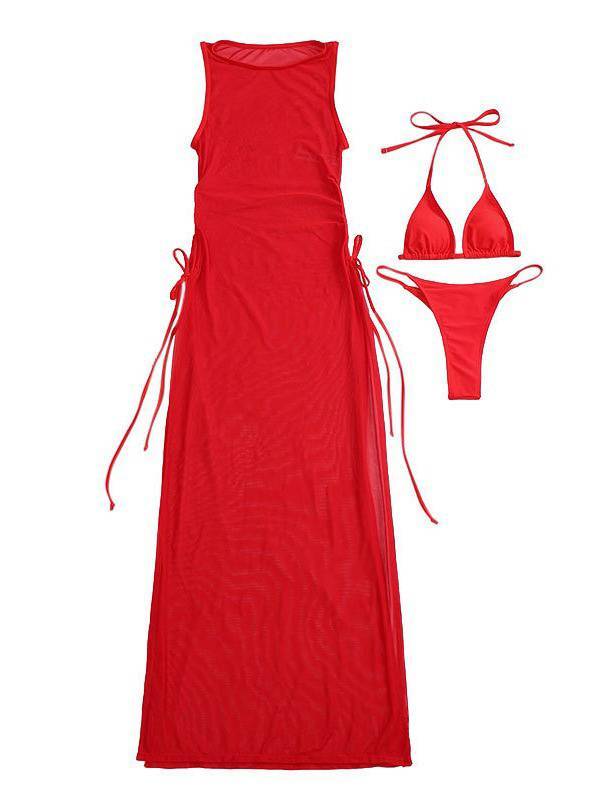Bikini Mesh Cover-up Three-Piece Set
