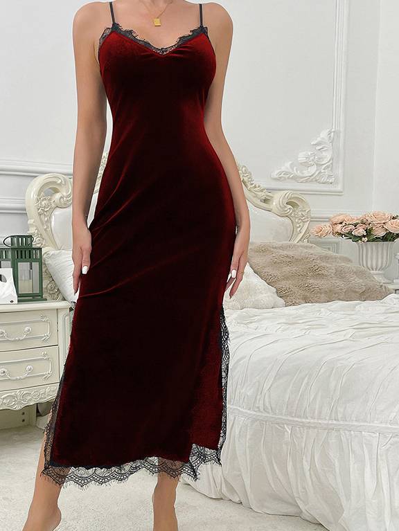 Velvet Lace Sling Nightdress