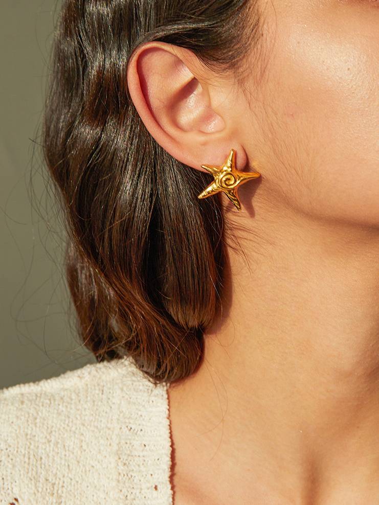 Starfish Earrings Necklace Ring Suit