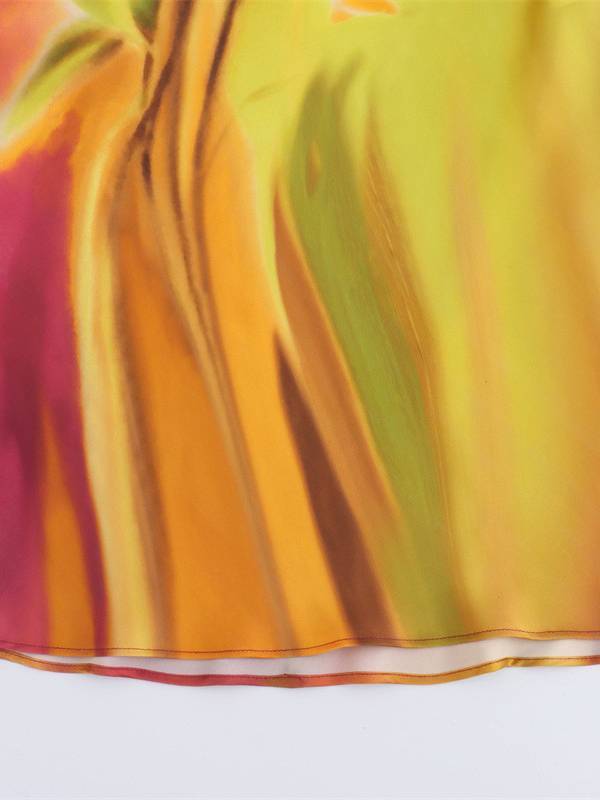 Satin Printed Backless Dress