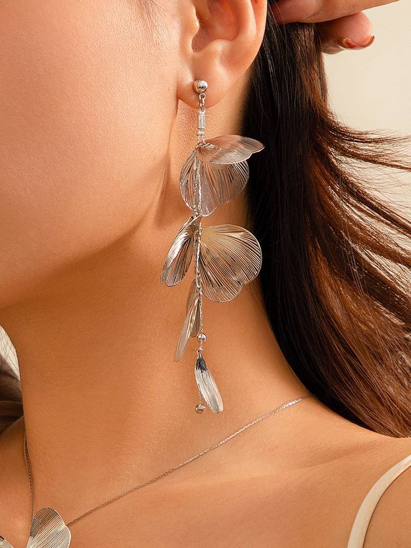 Ginkgo Leaf Tassel Earrings And Necklace
