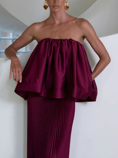 Elegant Pleated Two-piece Skirt Set