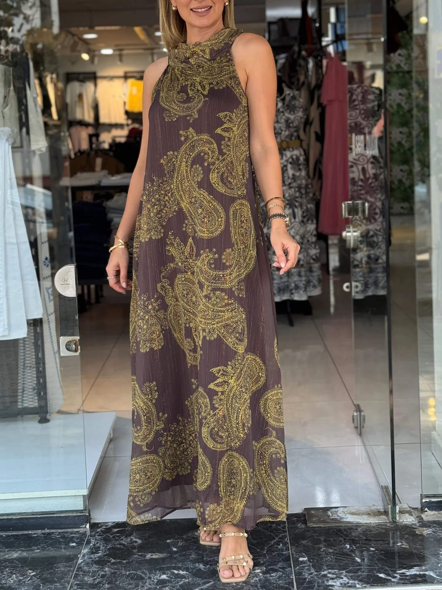 Glittery Vintage Paisley Pattern Dress