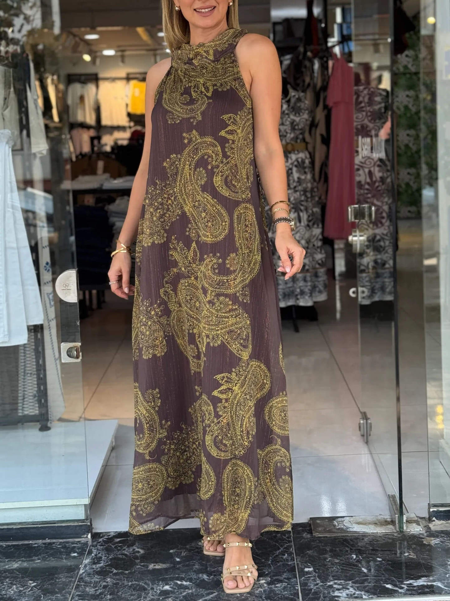 Glittery Vintage Paisley Pattern Dress