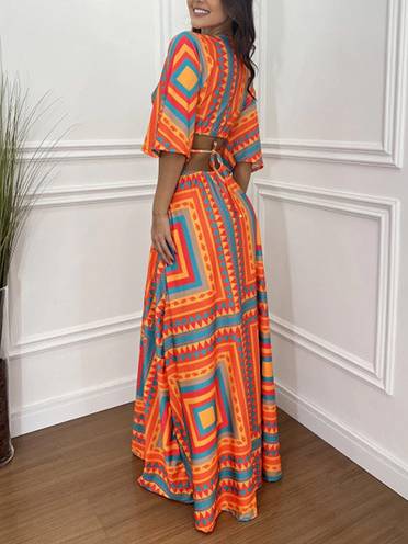 Waist Hollow Bat Sleeve Dress