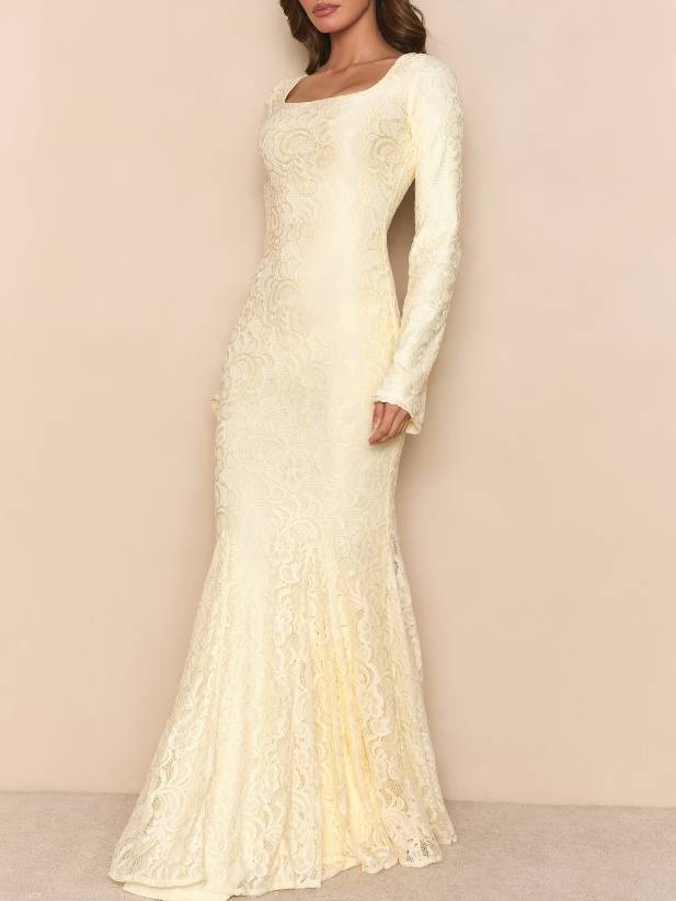 Lace Scarf Design Maxi Dress