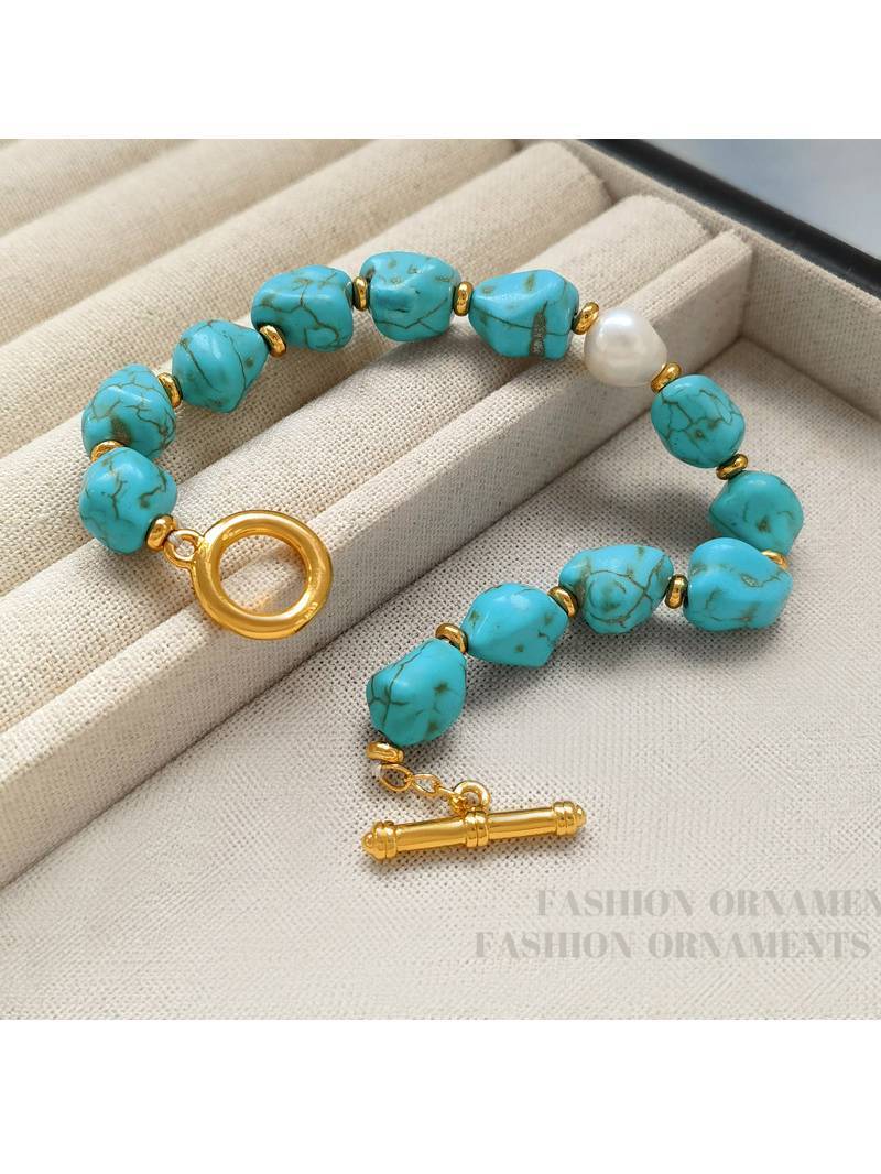 Turquoise Pearl Necklace  And Bracelet