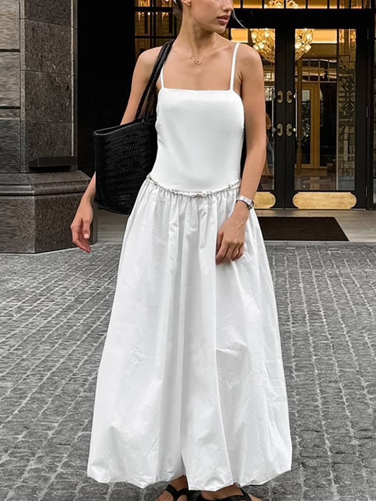 Vacation Style Strap Tutu Maxi Dress