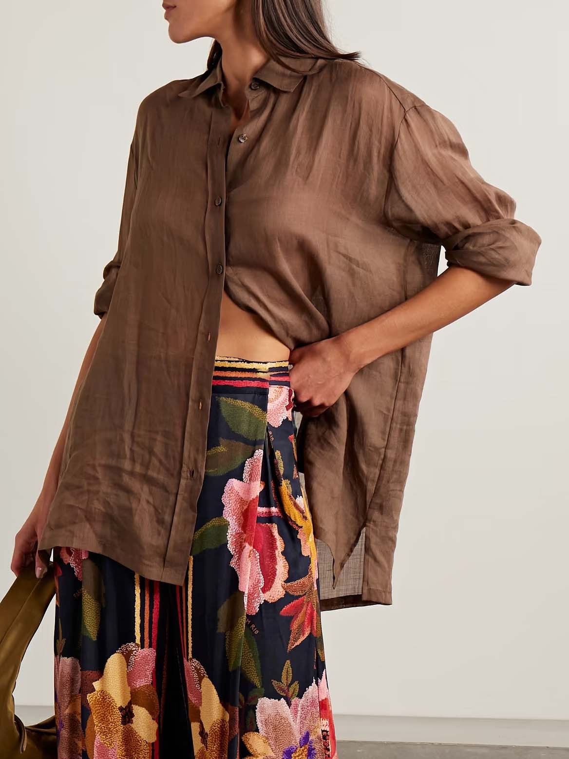 Exquisite Long-sleeved Slightly Sheer Shirt