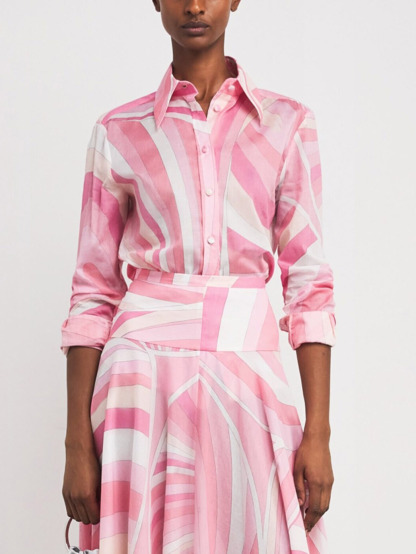 Exquisite Geometric Print Flared Skirt