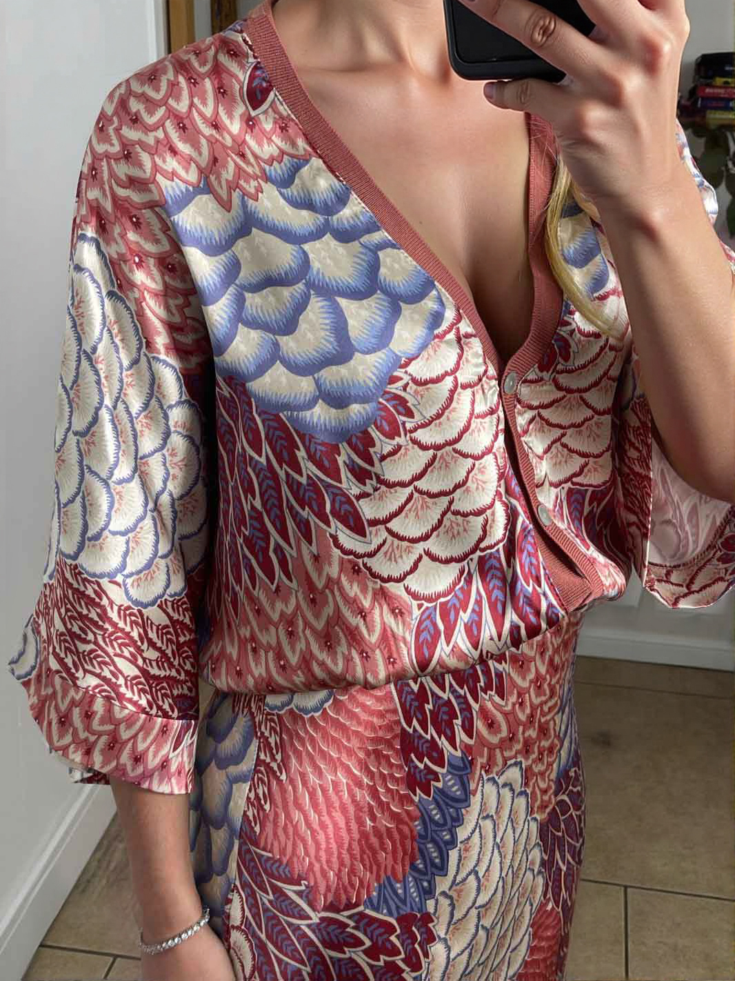 Elegant Vintage Satin Floral Print Loose Shirt